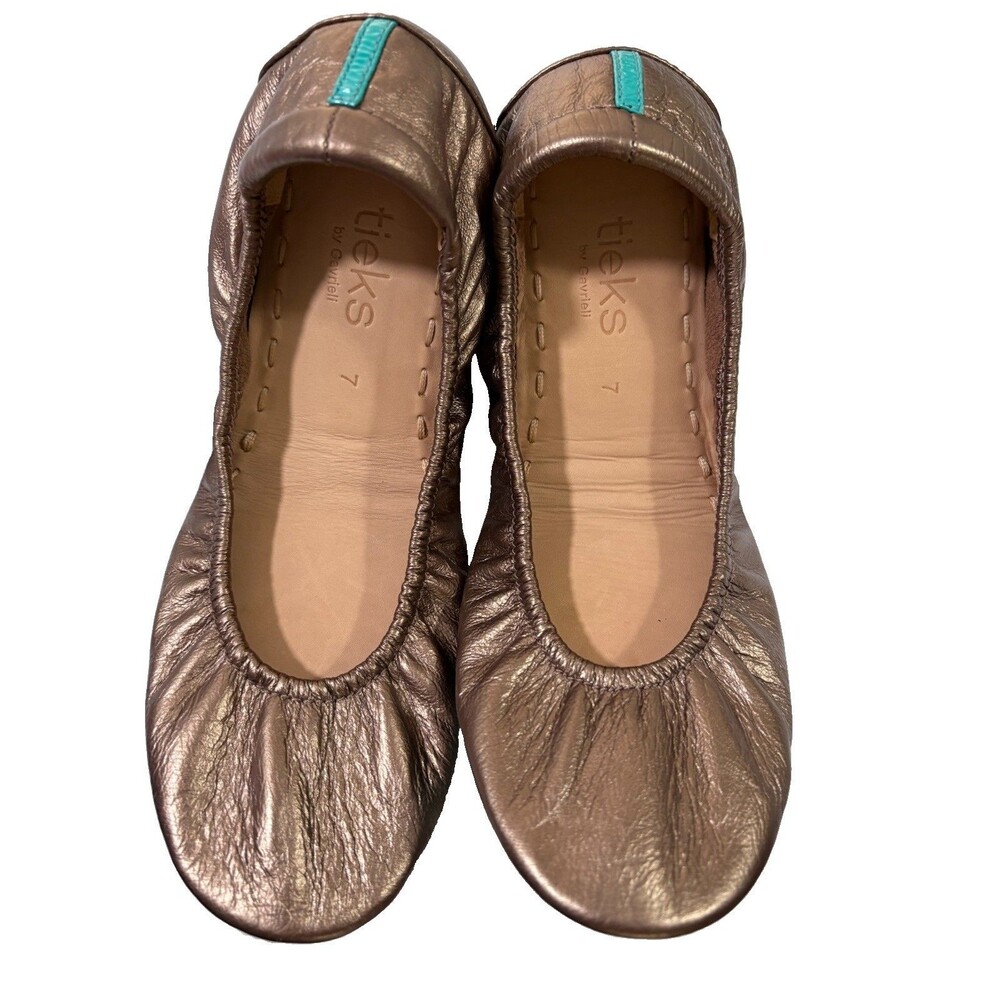 Tieks by Gavrieli Metallic Bronze Leather Ballet Flats Women Size 7 New W/O Box